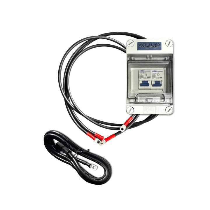 Box with 2 fuses 125 A - 250 V DC + 4 cables 35 mm² + Battery terminals - Ready to plug in