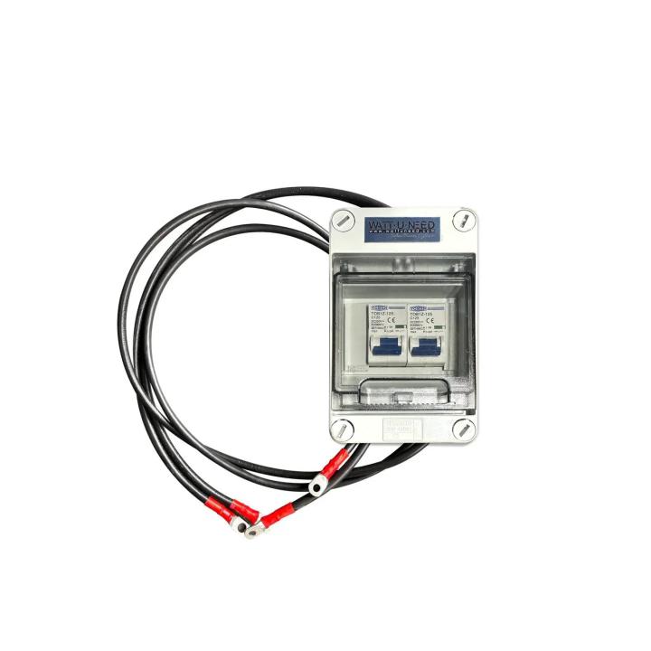 Box with 2 fuses 125 A - 250 V DC + 4 cables 35 mm² + Battery terminals - Ready to plug in