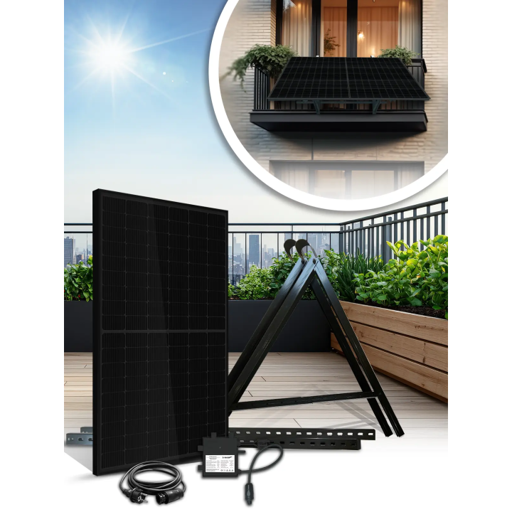 Balkon Zonnepakket 450W Plug & Play - Leapton paneel + Solenso micro-omvormer
